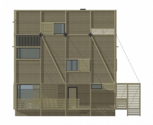 Wood Patchwork House - Elevation 3 - Interior Architecture Art