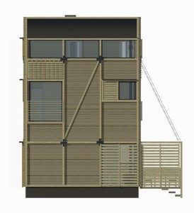 Wood Patchwork House - Elevation 4 - Interior Architecture Art
